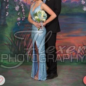 light blue fitted prom dress
